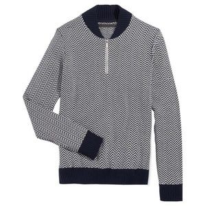 Sean John Navy/White Herringbone Half Zip Sweater NWT sz XL